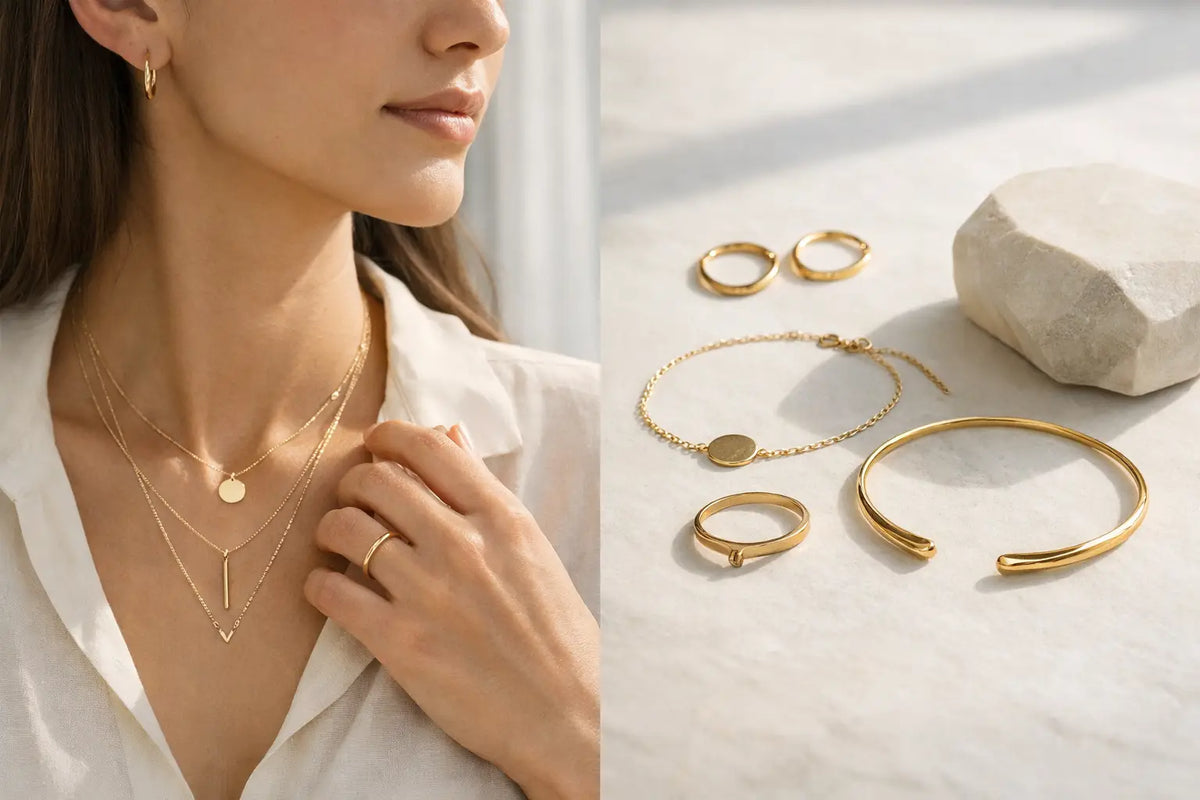 Bijoux dorés minimalistes pour femme au quotidien