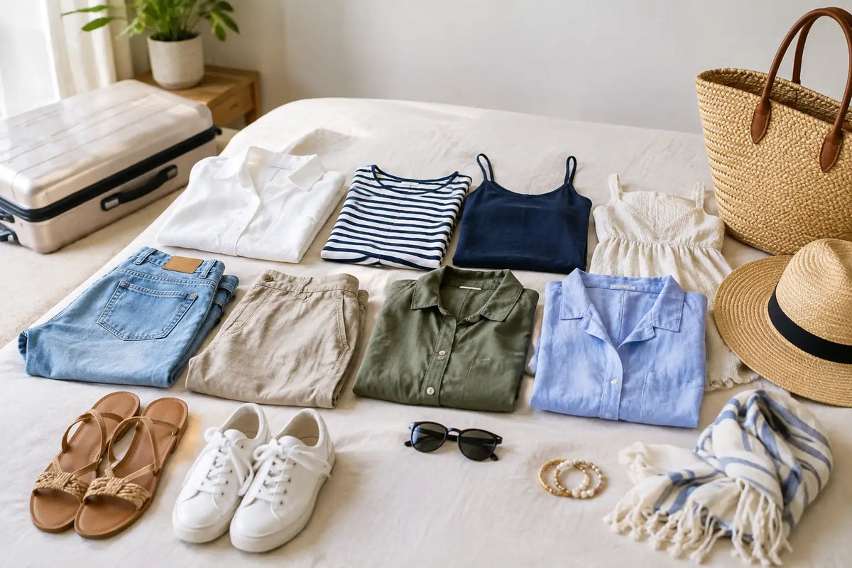 Exemple de dressing capsule vacances en 15 pièces