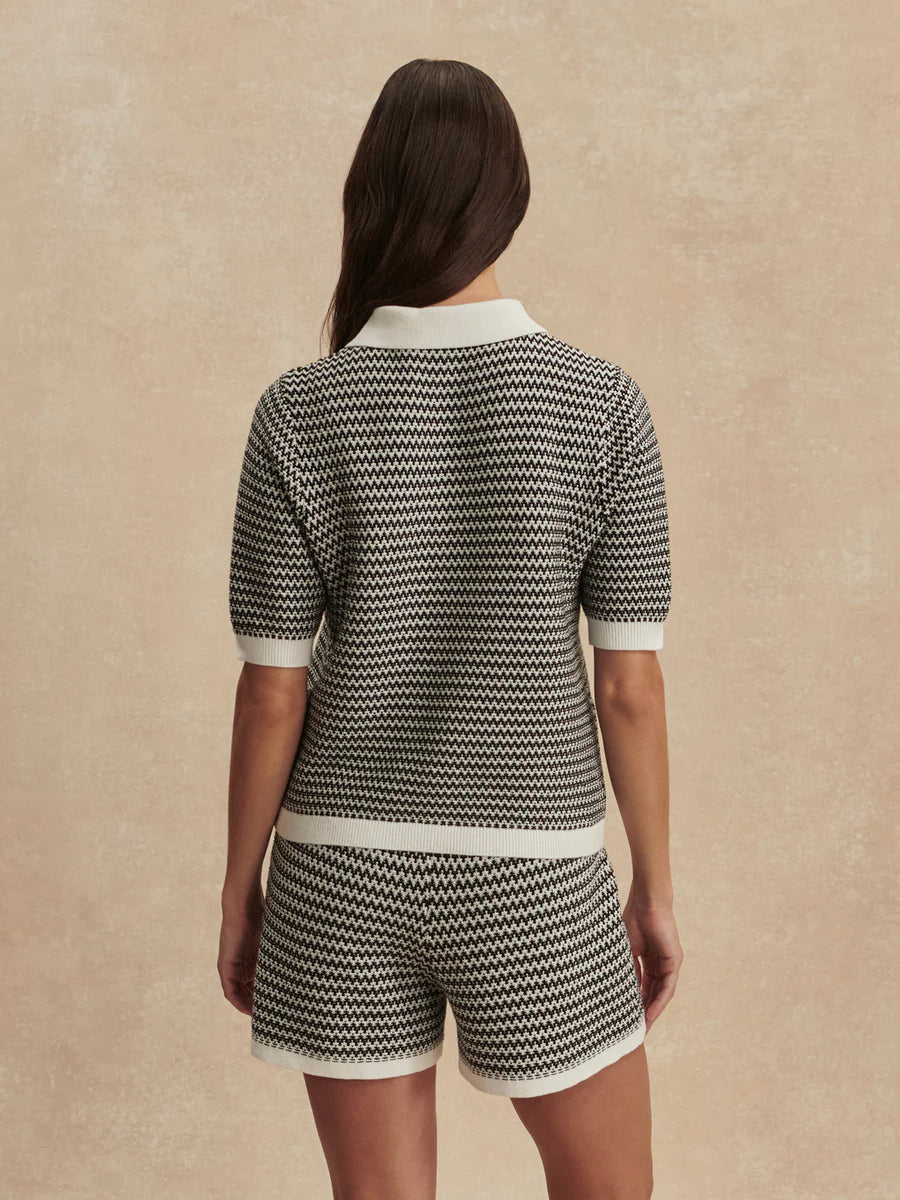 Short tricoté VILLIERS Blanc Neige & Noir - YOGA SPIRIT