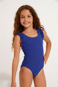 Maillot de bain une pièce smocké bleu TUNES GROOVE - YOGA SPIRIT