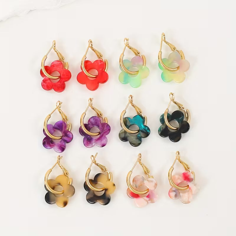 Boucle d'oreille petite fleurs en acrylique - YOGA SPIRIT