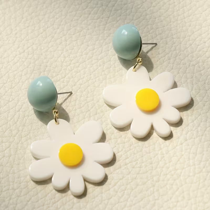 Boucles d'oreilles en acrylique fleurs & feuilles - YOGA SPIRIT
