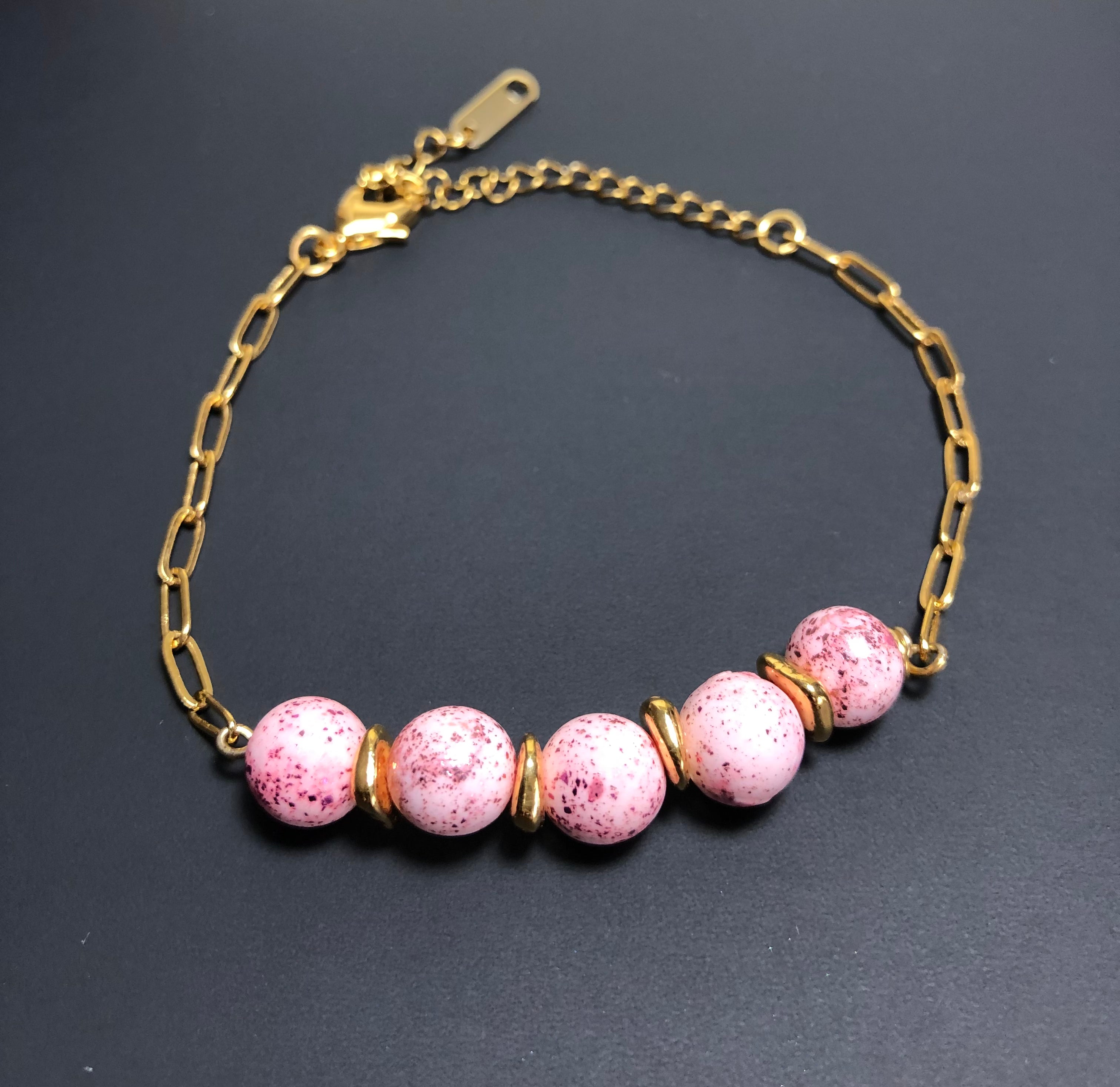 Bracelet amour et compassion grosse maille 5 perles #378 - YOGA SPIRIT