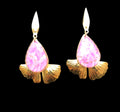 Boucle d'oreilles Goutte rose et feuille - YOGA SPIRIT