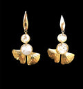 Boucle d'oreilles rond blanc et feuille - YOGA SPIRIT