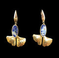Boucle d'oreilles ovale bleu et feuille - YOGA SPIRIT