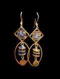 Boucles d'oreilles carré bleu, disque, ovale - YOGA SPIRIT