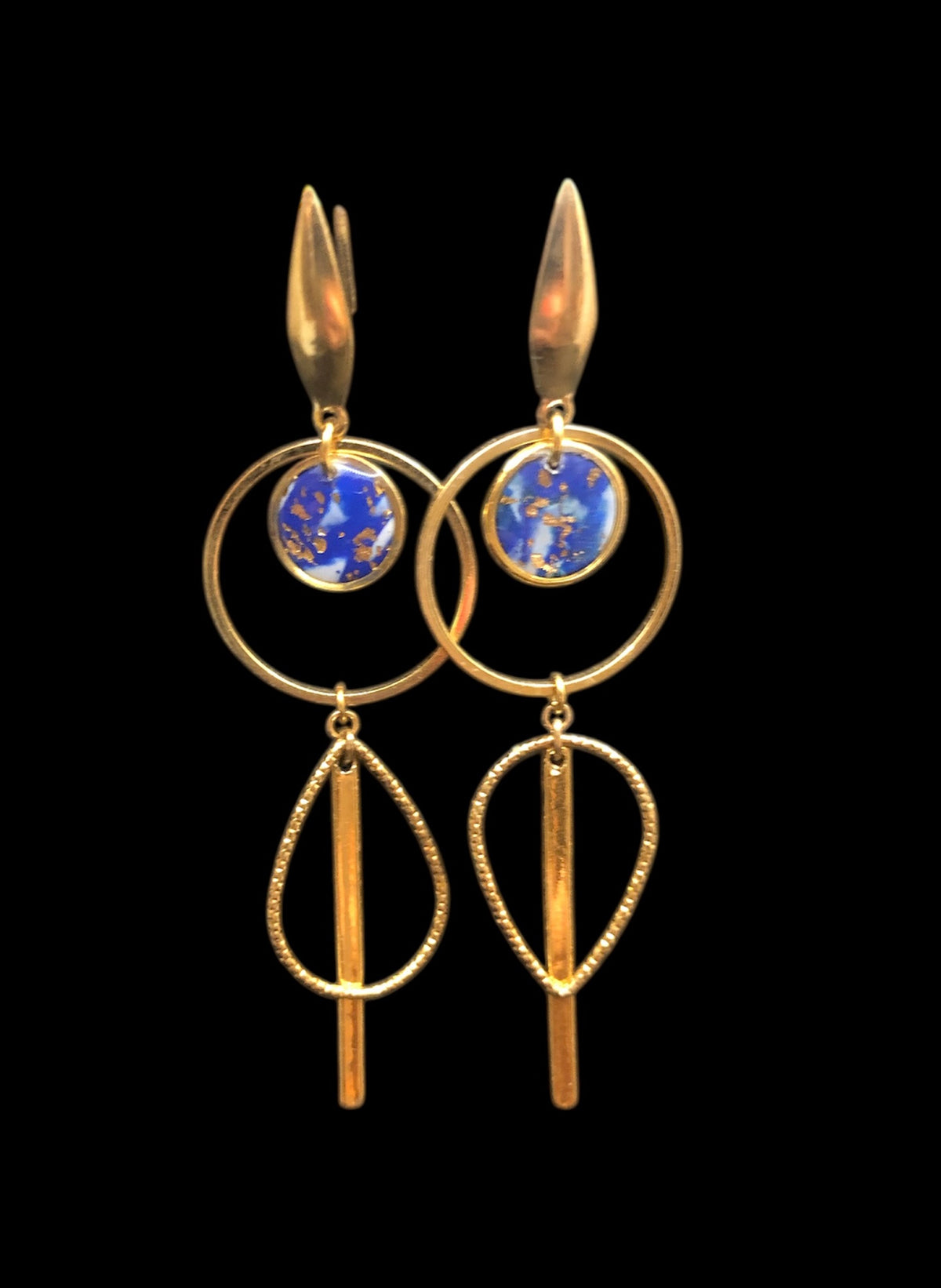 Boucles d'oreilles rond bleu, goutte, barre - YOGA SPIRIT