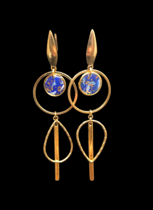 Boucles d'oreilles rond bleu, goutte, barre - YOGA SPIRIT