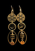 Boucles d'oreilles fleur de ie, rond noir, disques - YOGA SPIRIT