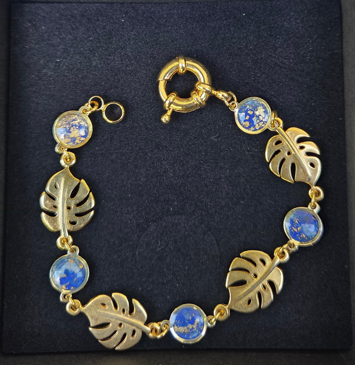 Bracelet rond bleu, feuille #485 - YOGA SPIRIT