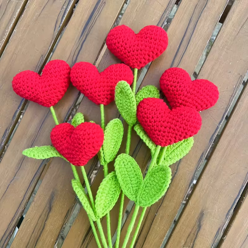 Fleurs rose crochetées en coeur - YOGA SPIRIT