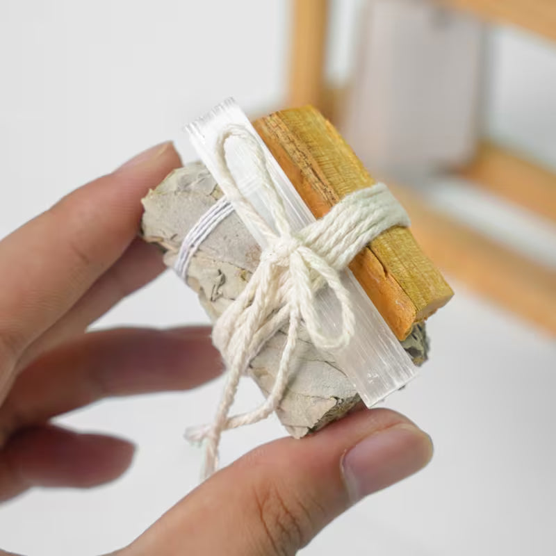 Kit de purification sauge blanche, sélénite et Palo Santo