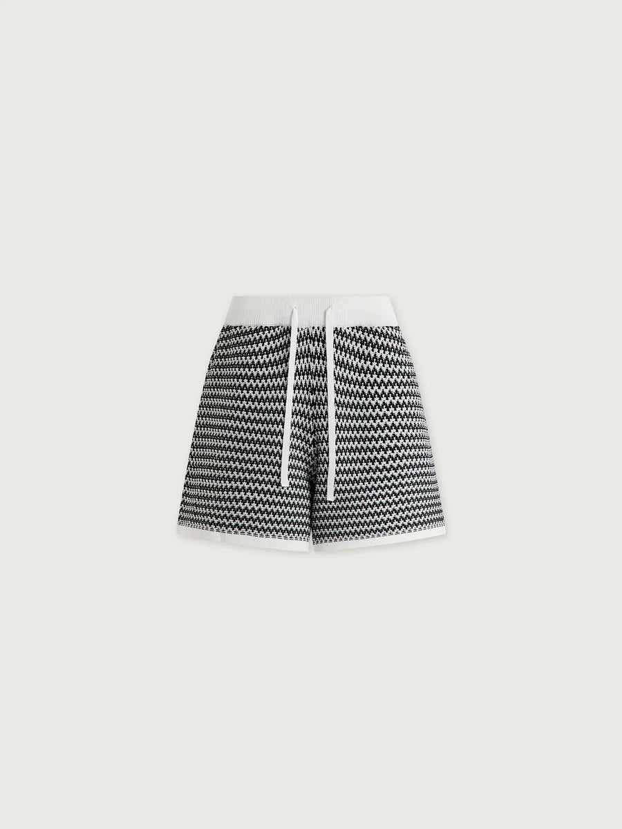 Short tricoté VILLIERS Blanc Neige & Noir - YOGA SPIRIT