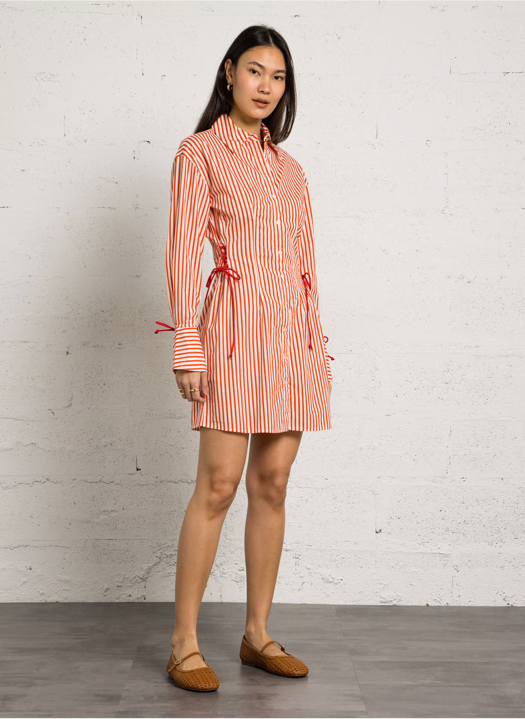 Chemise COLETTA, rayures rouges, blanc cosy et tango orange - YOGA SPIRIT