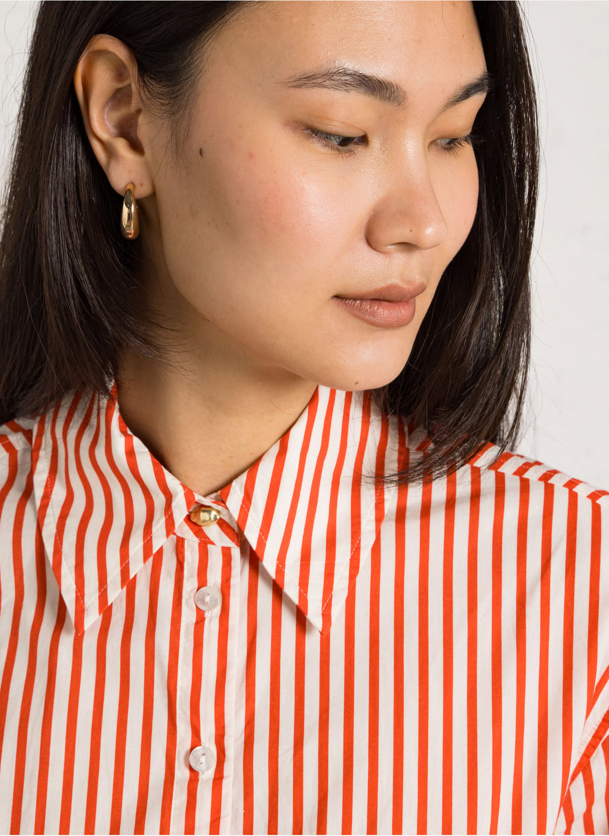 COLETTA Shirt, Red Stripes, Cosy White & Tango Orange