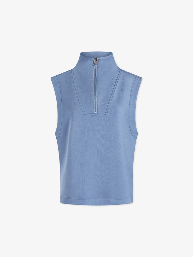 Débardeur OMEGA bleu à demi-zip - YOGA SPIRIT