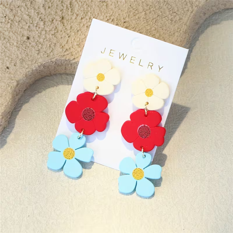 Boucles d'oreilles en acrylique fleurs & feuilles - YOGA SPIRIT