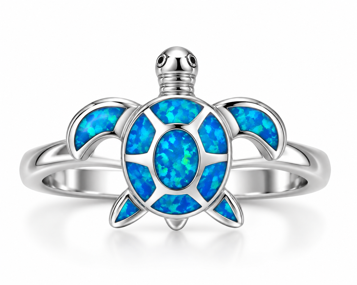 Bague tortue bleue