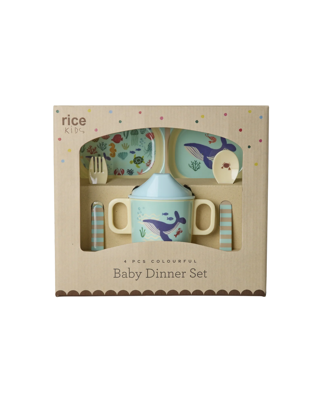 Set vaisselle Bébé - Bleu - Ocean Print - Coffret cadeau - YOGA SPIRIT