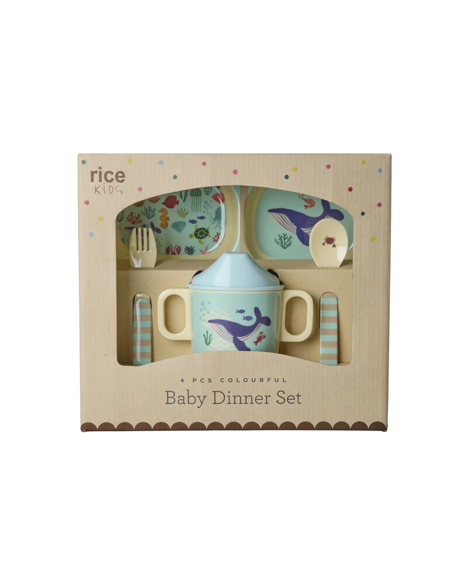 Set vaisselle Bébé - Bleu - Ocean Print - Coffret cadeau - YOGA SPIRIT