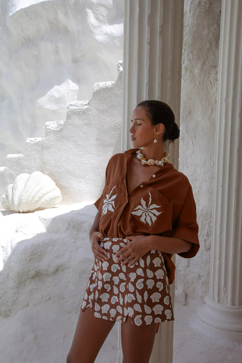 Blouse d’été elise chocolat – coupe oversize et élégance naturelle - YOGA SPIRIT