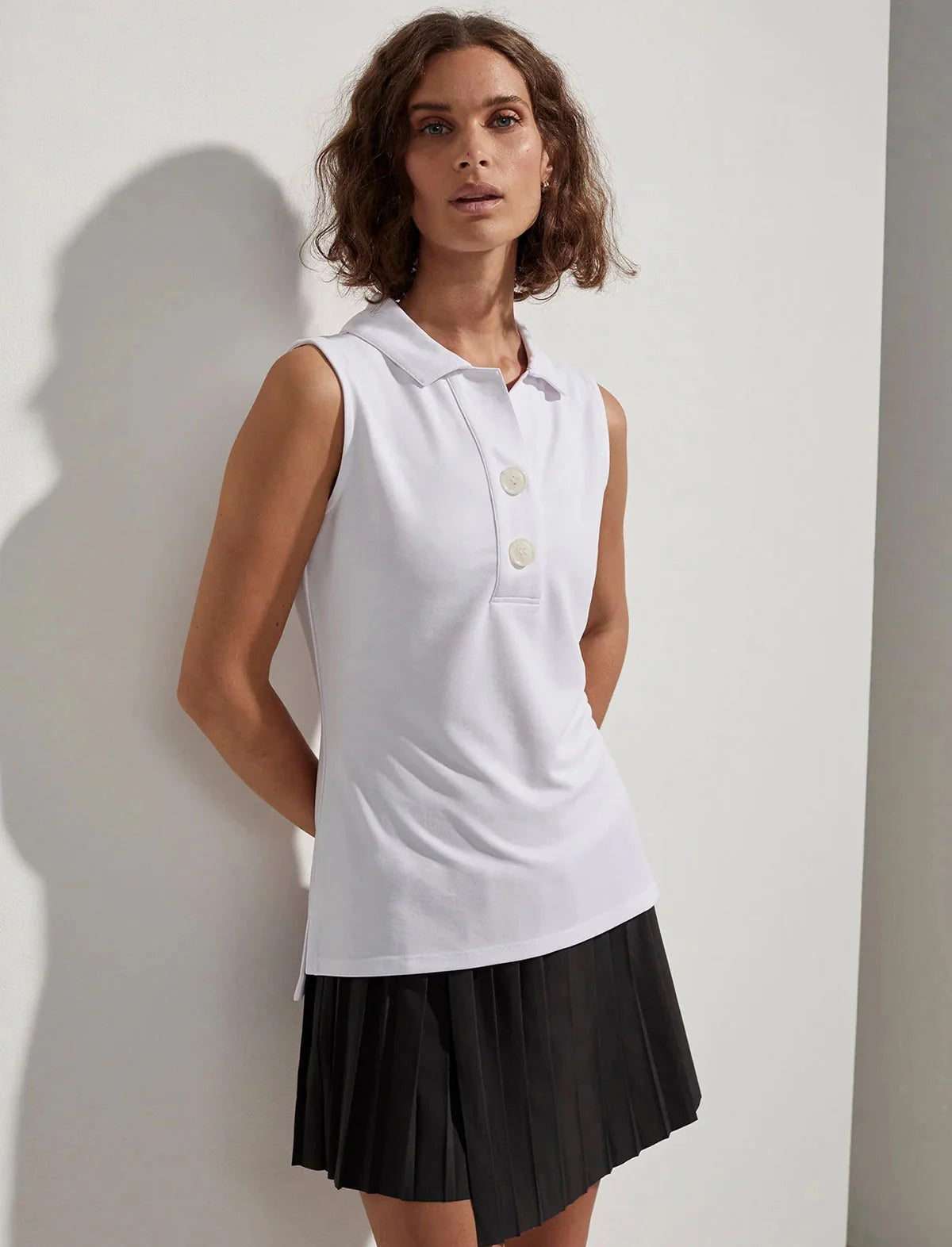 Polo Caine Sleeveless - White - YOGA SPIRIT