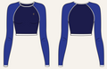 Marina crop suit, haut de bain à manches longues _ Marine & Blanc