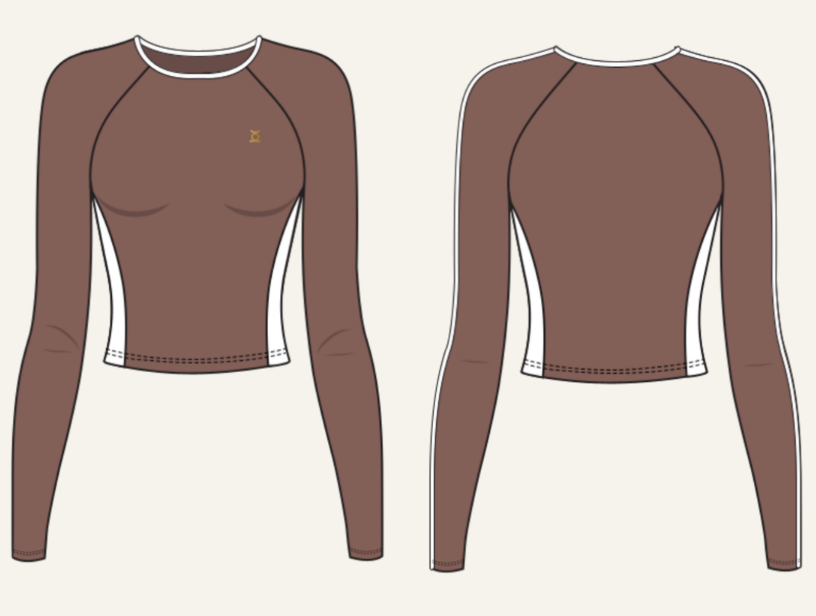 Isla crop suit, haut de bain à manches longues _ Rose poudrée