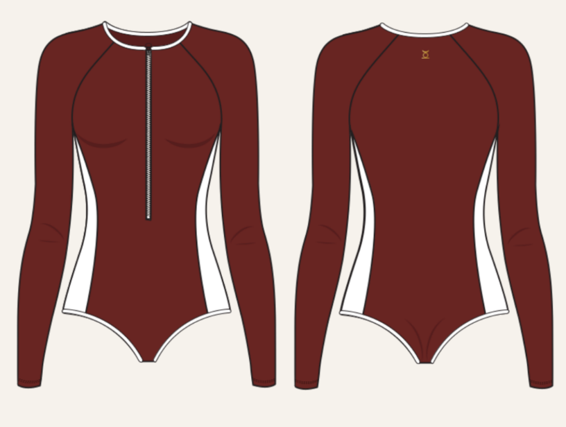 Maillot Shelly  une pièce manches longues _ Terracota