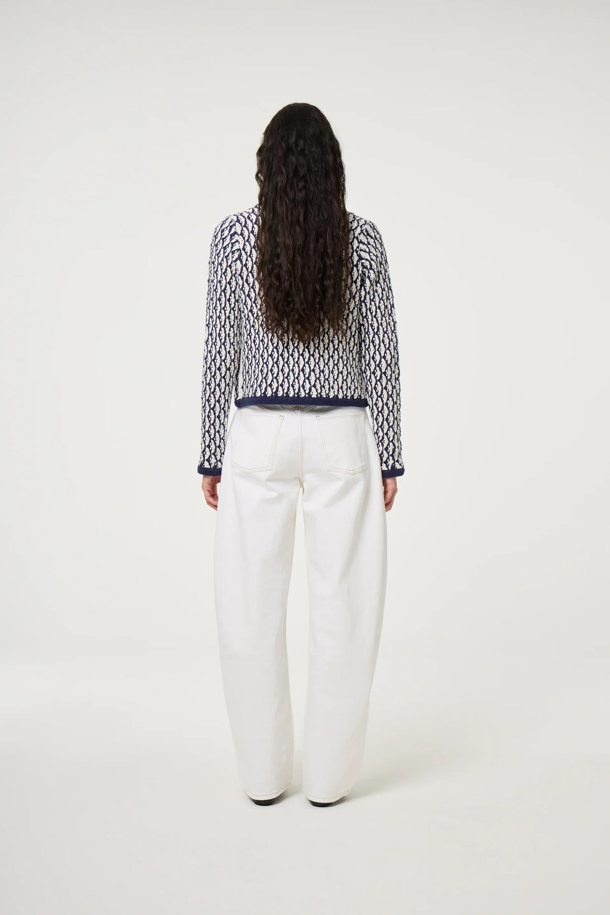 BALOU Cardigan, Cosy White & Navy Blue