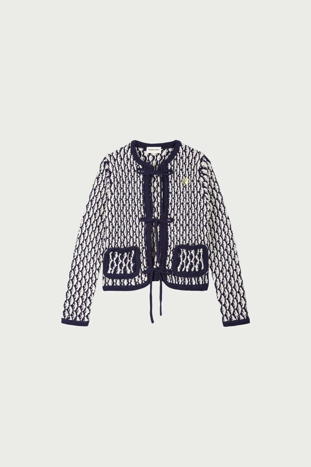 Cardigan BALOU, blanc cosy et bleu marine - YOGA SPIRIT