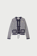 Cardigan BALOU, blanc cosy et bleu marine - YOGA SPIRIT