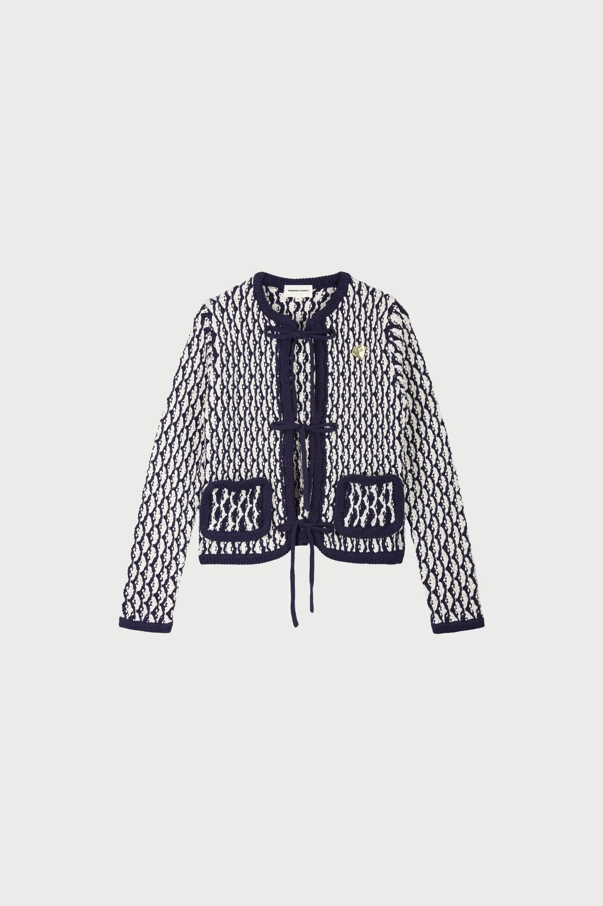BALOU Cardigan, Cosy White & Navy Blue