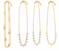 Colliers dorés à perles tubulaires colorées pastel