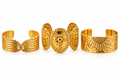 Gold Cuff Bracelets with Sculpted, Textured Motifs