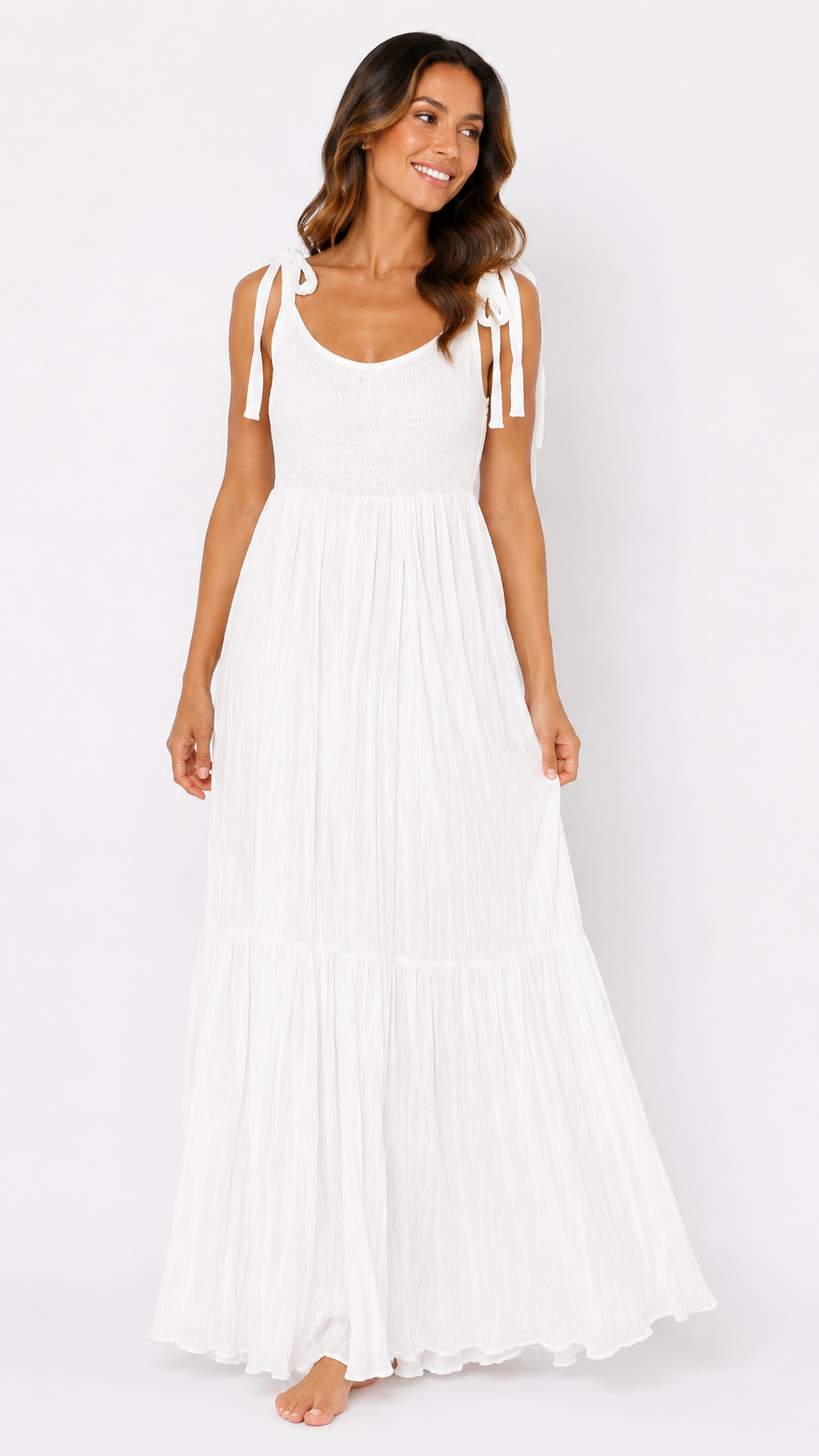 Robe longue froissée