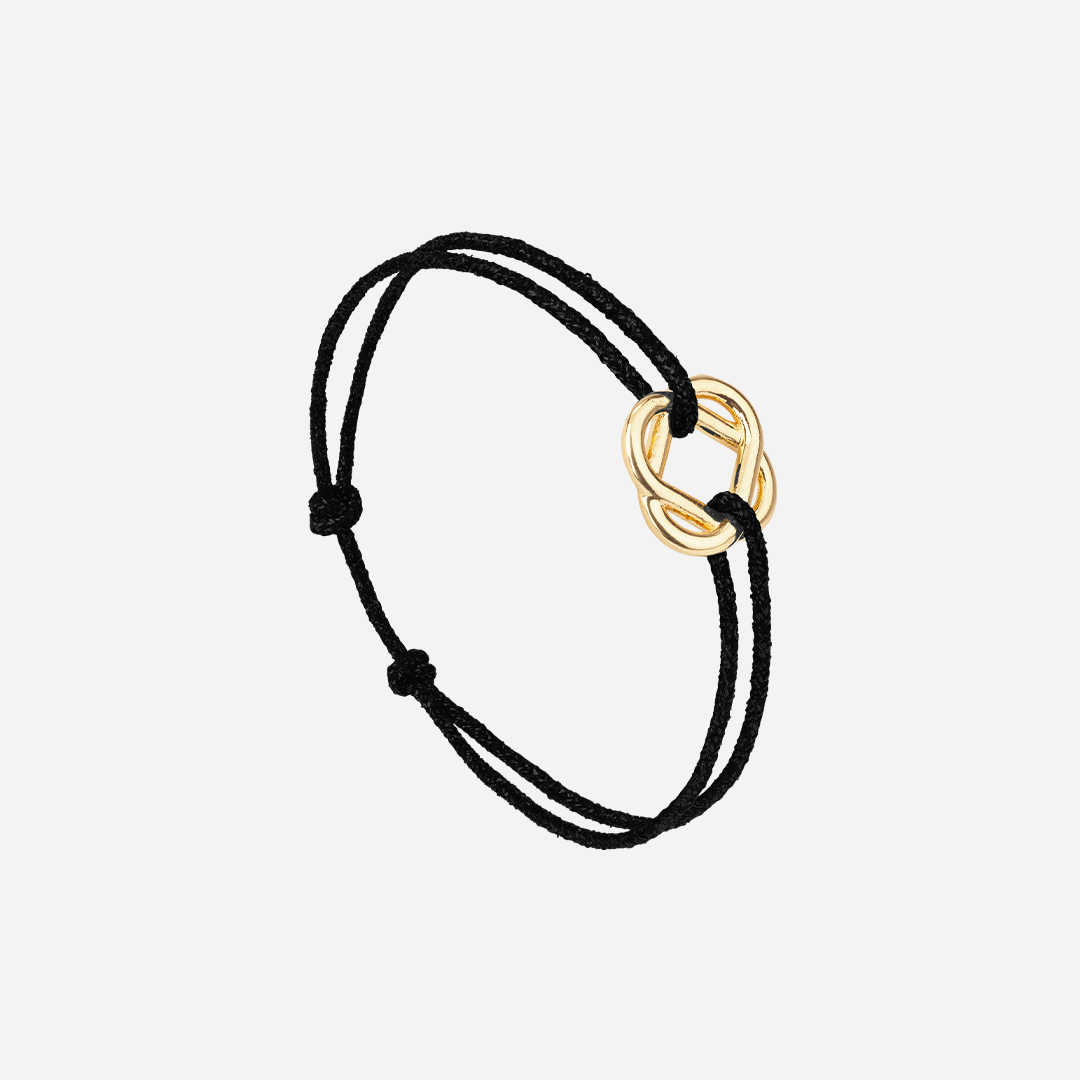 Bracelet Trèfle 15 mm – plaqué or – Pailleté noir