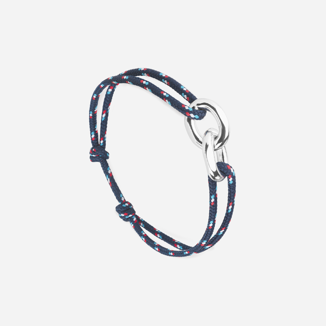 Bleu nuit moucheté bleu ciel, blanc et rouge