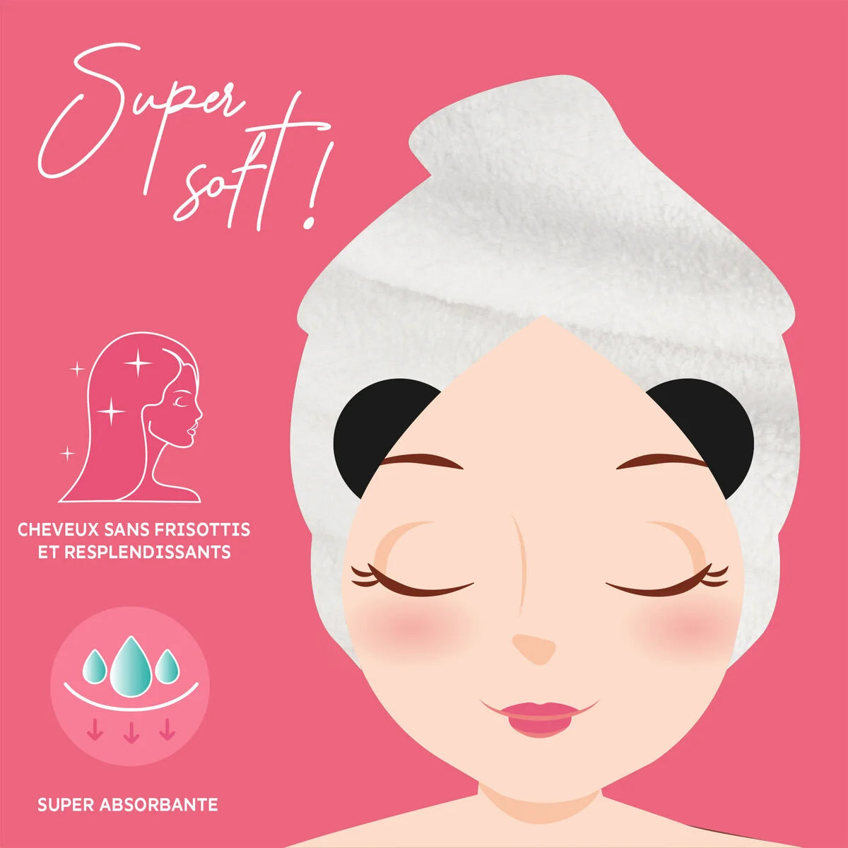 Serviette turban à cheveux