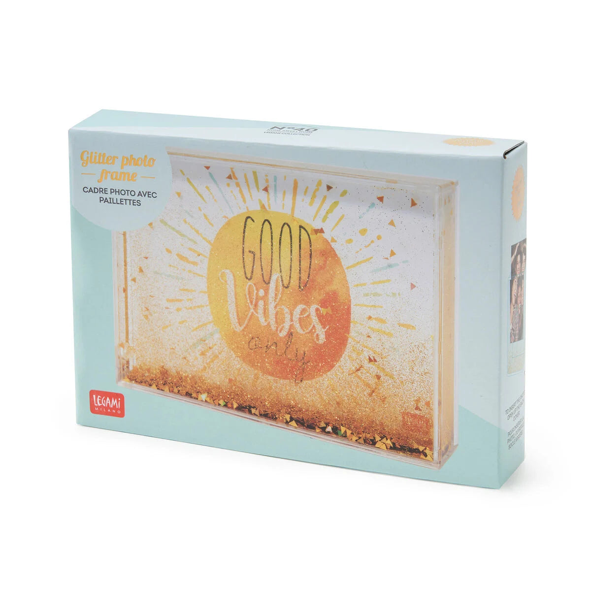 Cadre photo à paillettes - Gold Good Vibes -  10 x 15 cm