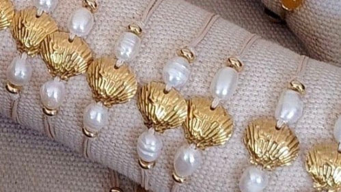 Bracelet ajustable – Perles d'eau douce & coquillage - YOGA SPIRIT