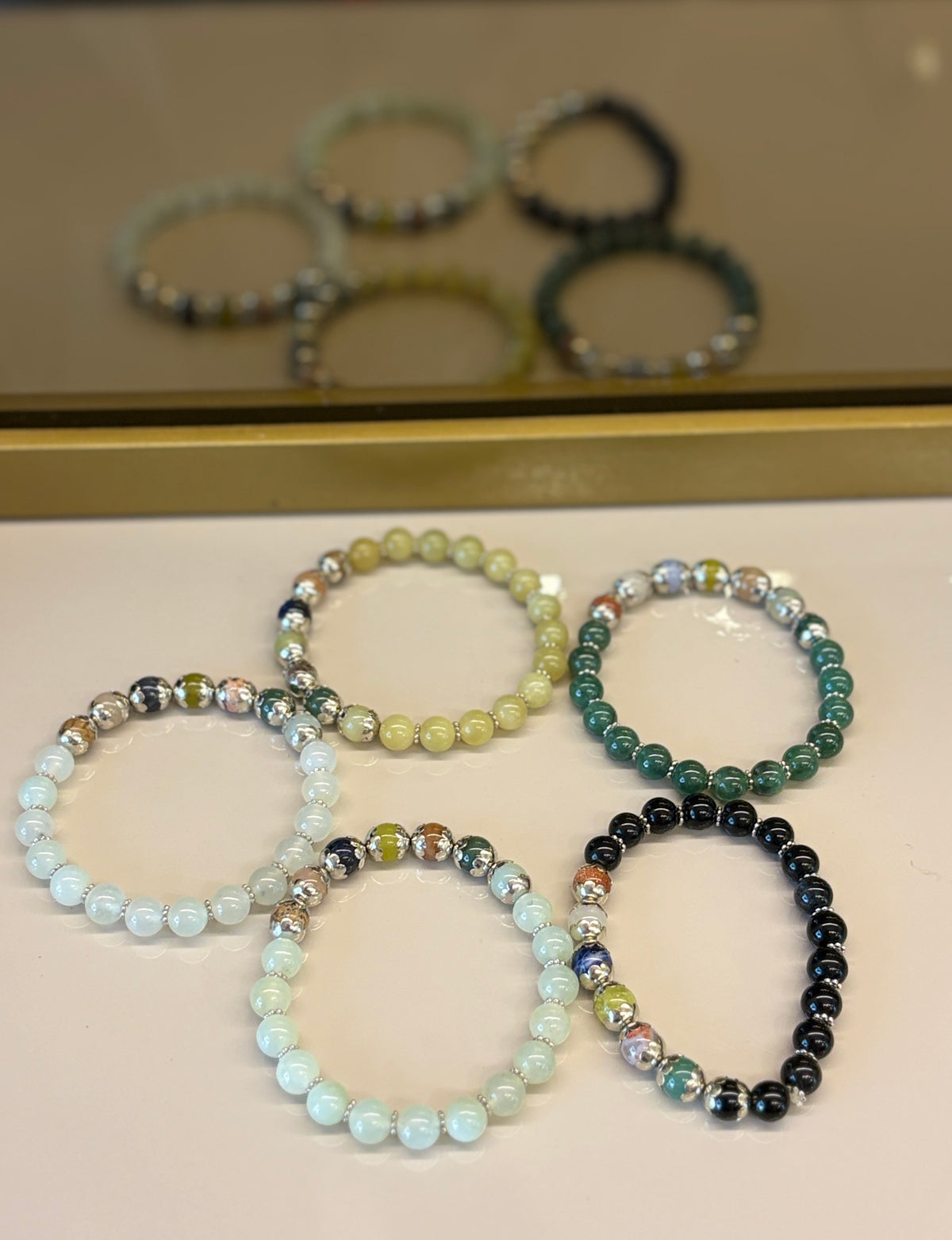 Bracelet équilibre et sérénité – pierres naturelles & perles argentées - YOGA SPIRIT