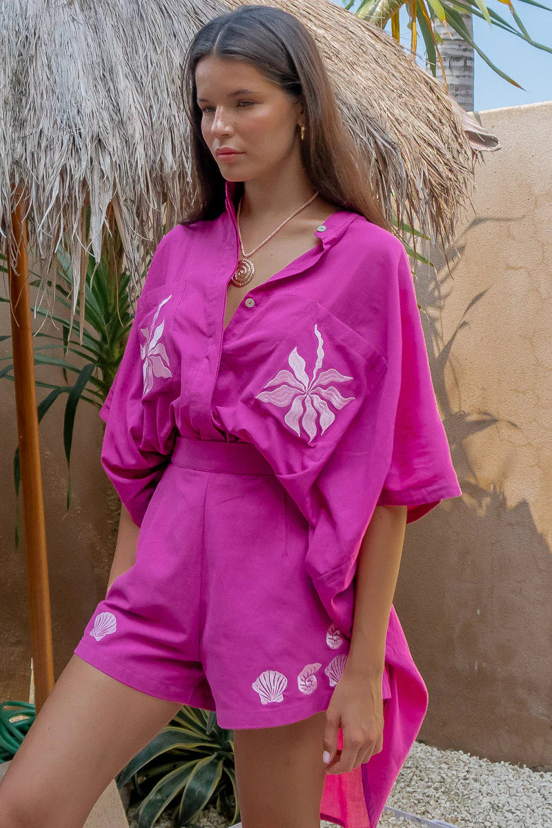 Blouse d’été Elise magenta – coupe oversize et allure effortless - YOGA SPIRIT