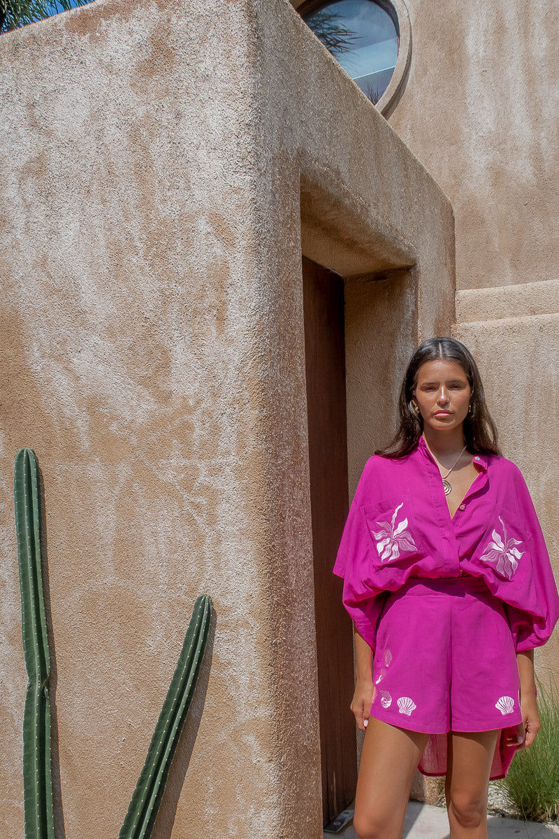 Blouse d’été Elise magenta – coupe oversize et allure effortless - YOGA SPIRIT