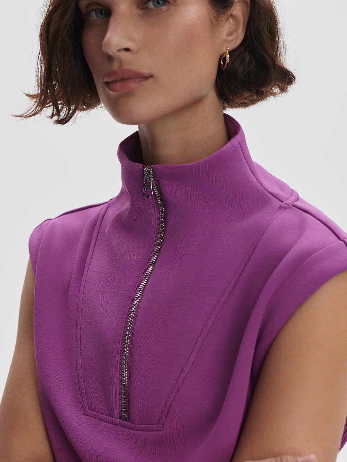 Débardeur MAGNOLIA fushia à demi-zip - YOGA SPIRIT