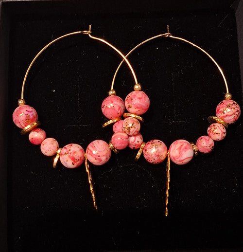 Boucles d'oreilles créole perles rose #490 - YOGA SPIRIT