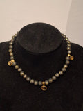 Collier perles noir, attache bouée, pendentif #489 - YOGA SPIRIT