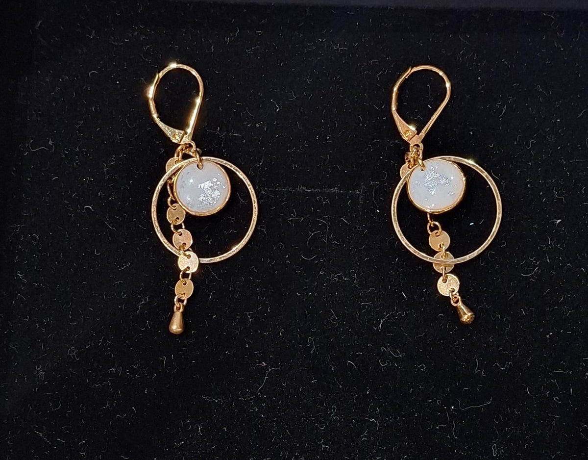 Boucles d'oreilles ovale rond feuille jaune #505 - YOGA SPIRIT