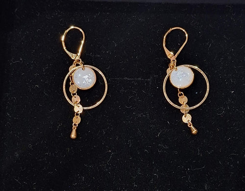 Boucles d'oreilles ovale rond feuille jaune #505 - YOGA SPIRIT